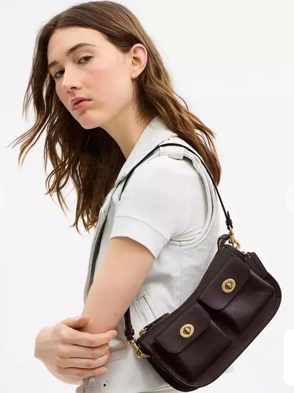 Coach Twin Turlock Waverly in Maple Leather Crossbody